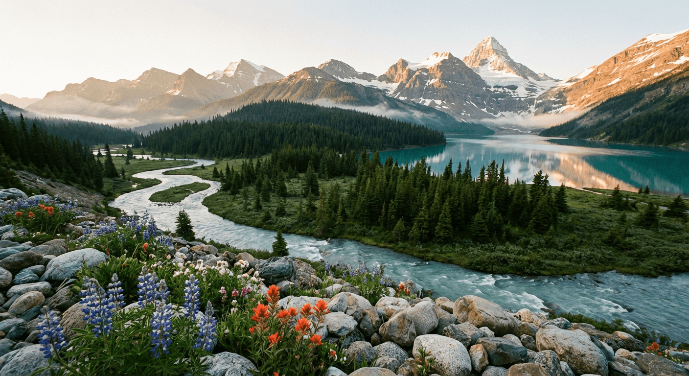 High-definition photorealistic landscape generated by AI